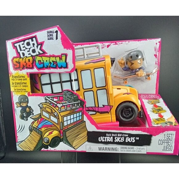 Tech Deck Sk8 Crew Ultra Sk8 Bus Playset With Transforming 3-Ramp - Picture 1 of 6